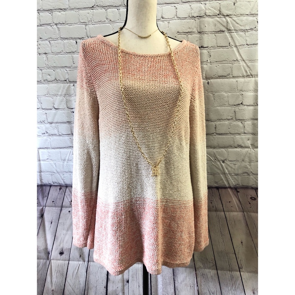 Chico’s Pink And Cream Ombré Sweater Size Large
